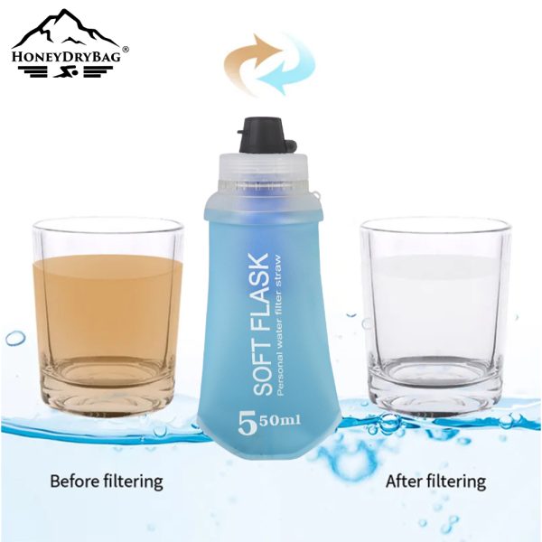 Factory customised 550ml 700ml 800ml TPU water bottle with filter Lightweight hydration bottle for marathon soft flask