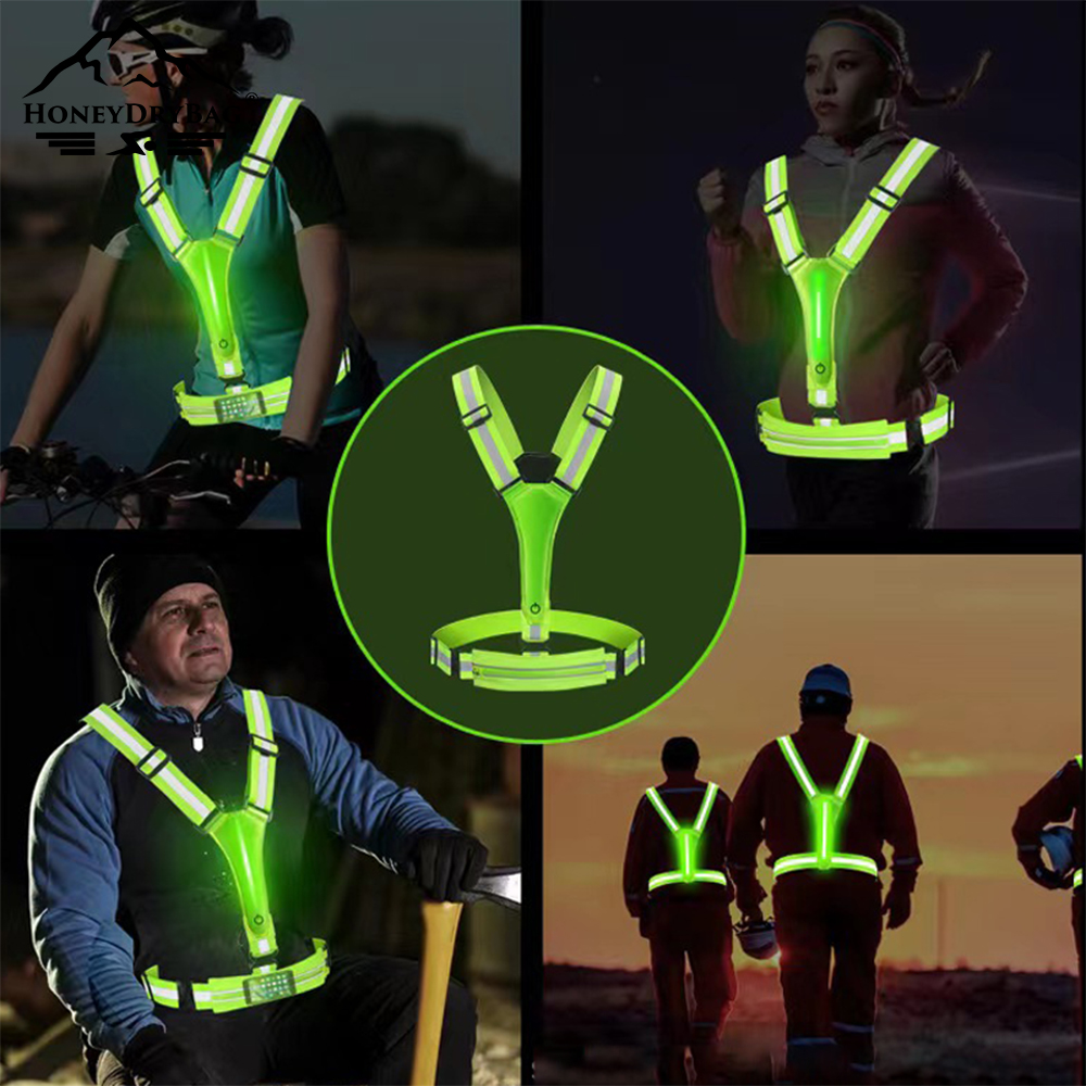 USB Rechargeable LED High-Visibility Safety Vest 7 Flashing Modes, Customisable Logo, 360° Visibility