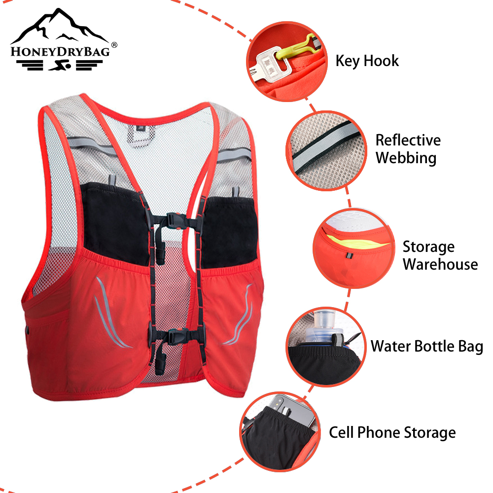 100% Polyester Multi-functional Custom logo hydration pack for Trail Running Vest - Image 3