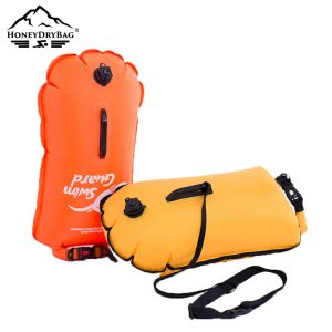 Double Air Chamber Swim Buoy with Dry Bag for Open Water Swimming Safety Float