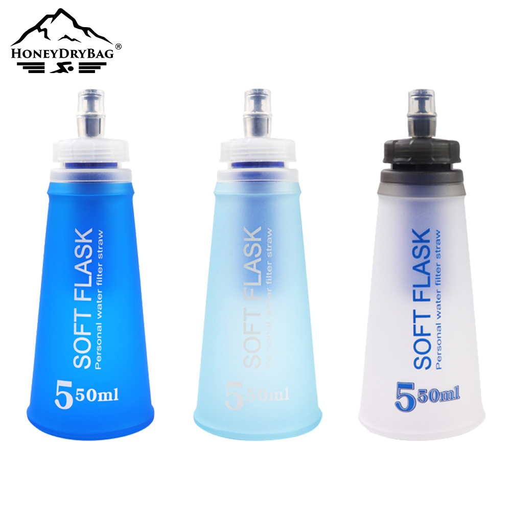 Factory wholesale Outdoor Marathon Running Cycling Camping Soft 400ML 500ML TPU Folding Water Bottle - Image 2