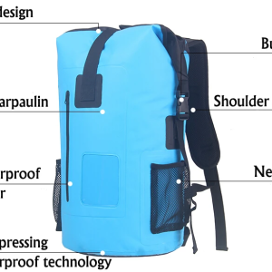 100% Waterproof Backpack for Rafting & Beach | PVC Roll-Top Sack 30L-60L to Protect Your Gear
