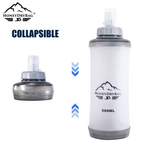 Foldable sports TPU water bottle, one-touch drinking, specially designed for fitness and outdoor activities soft flask