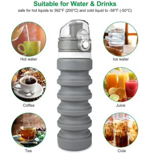 Factory Wholesale Food-Grade Silicone Portable Travel Sports Water Bottle | BPA-Free Reusable