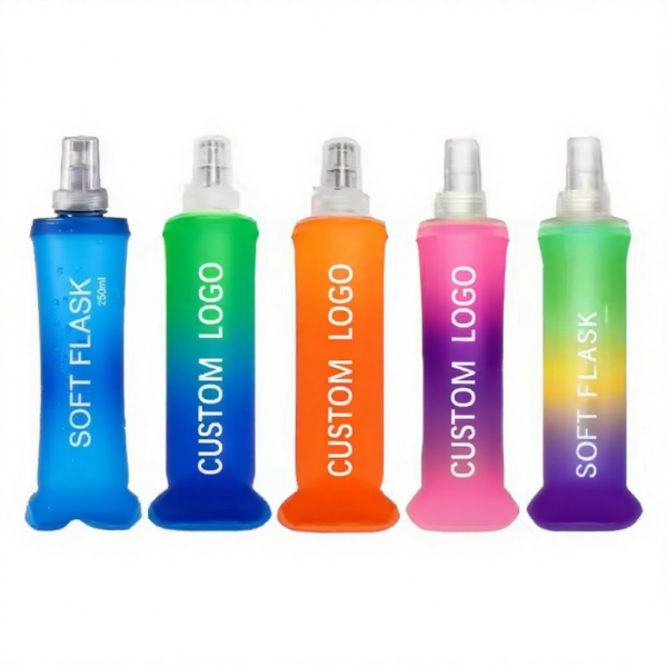 350ml 500ml 660ml BPA Free Customised Collapsible Sports Soft TPU Water Bottles for Trail Running  Hiking Marathon Races