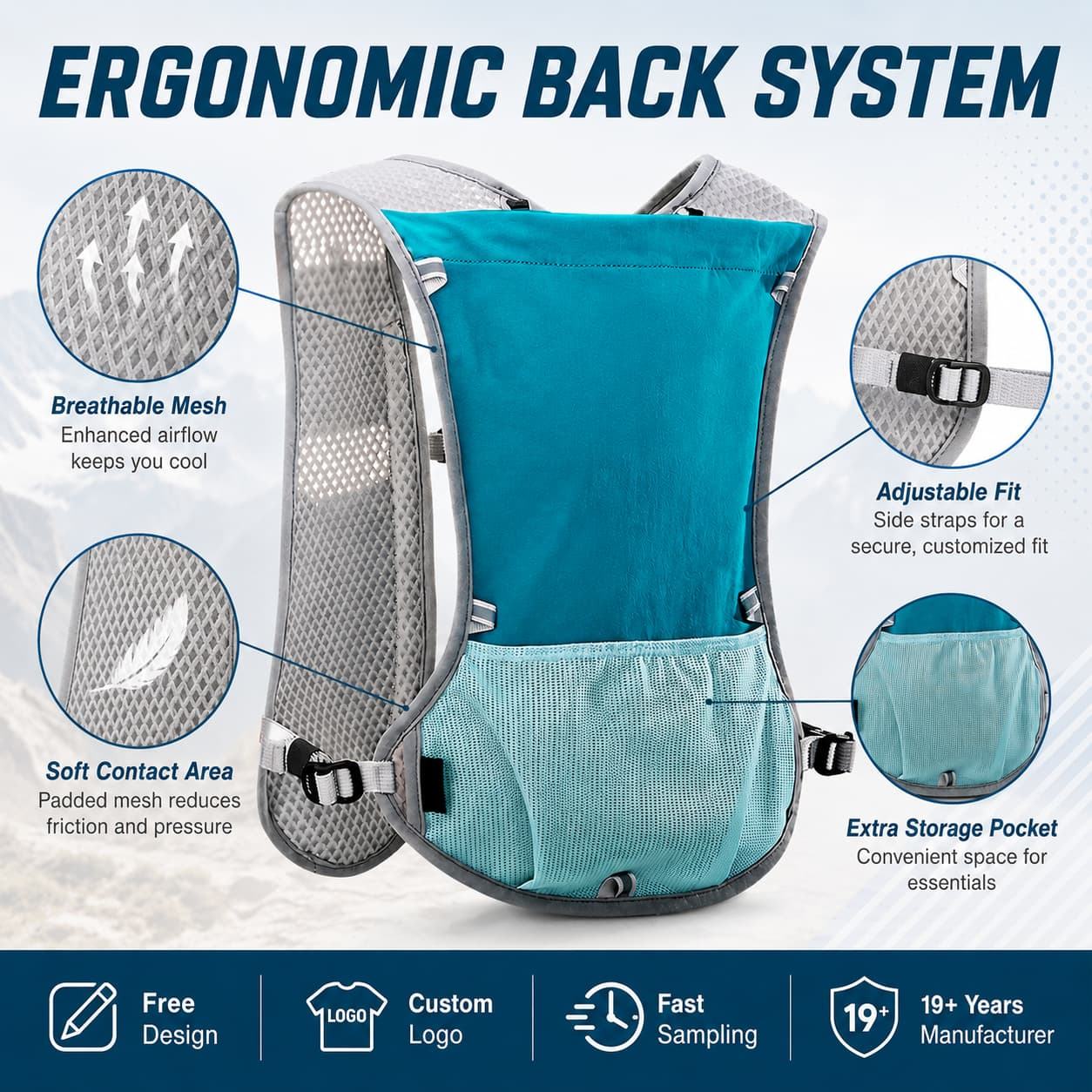 Premium Running Hydration Vest Pack | Marathon Sports Gear Manufacturer - Image 3