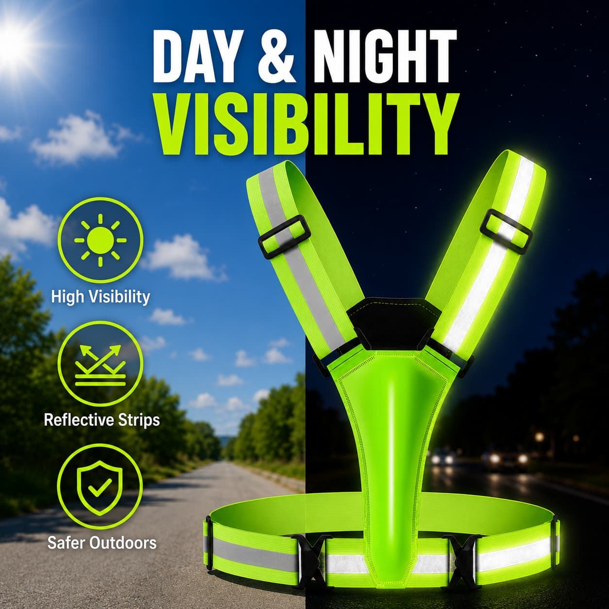 Custom USB Rechargeable LED Reflective Safety Vest Multi Lighting Modes For Night Running - Image 3