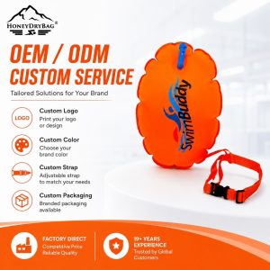 Customizable PVC Open Water Swim Safety Buoy High Visibility Double Air Chamber Tow Float