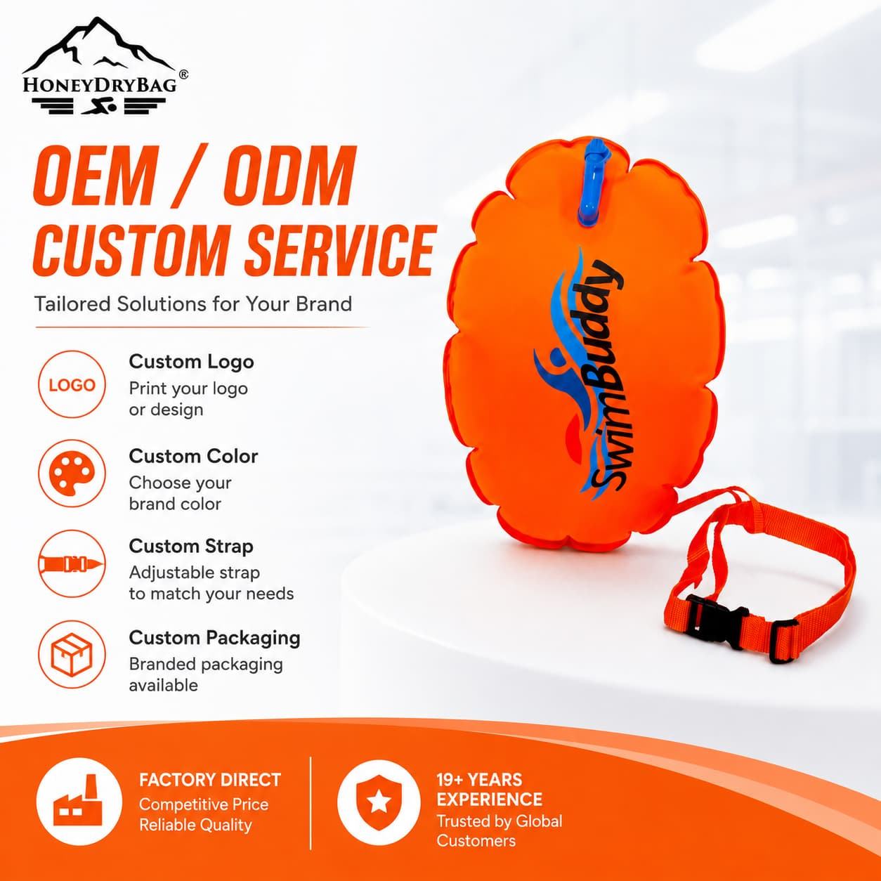 Customizable PVC Open Water Swim Safety Buoy High Visibility Double Air Chamber Tow Float