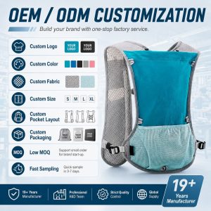 Running hydration vest pack for marathon, trail running and endurance sports, factory OEM custom
