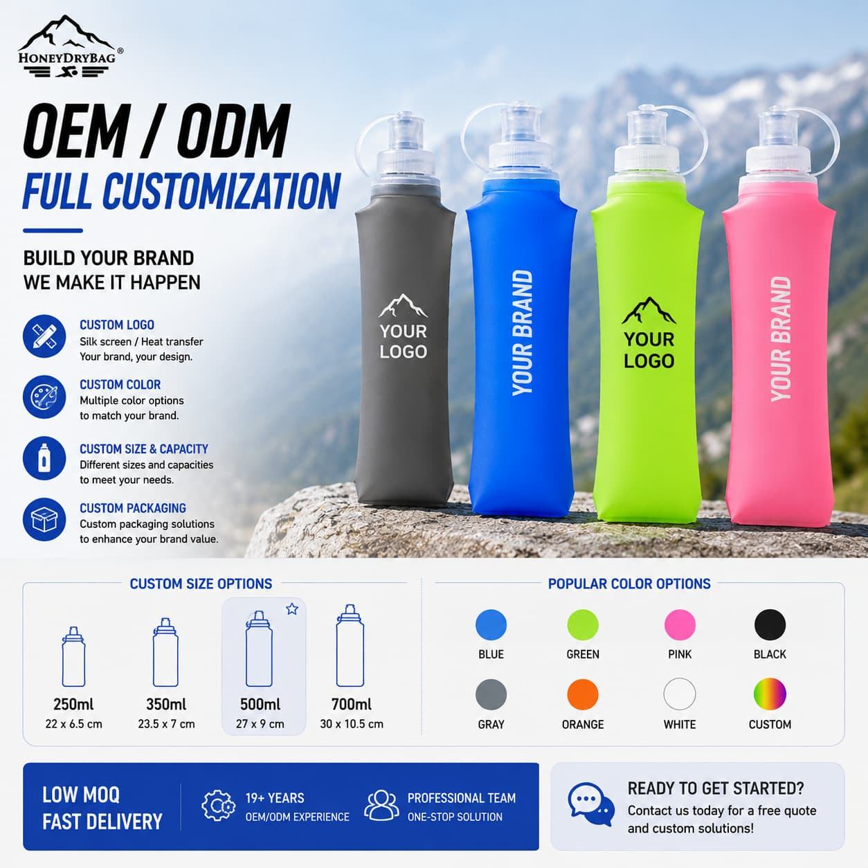 Anti-spill small mouth collapsible TPU soft flask for trail running vest hydration
