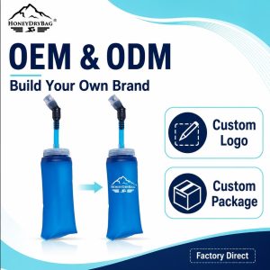 Collapsible 350ML 550ML TPU Soft Flask With Long Straw | TPU Running Water Bottle for Marathon & Triathlon