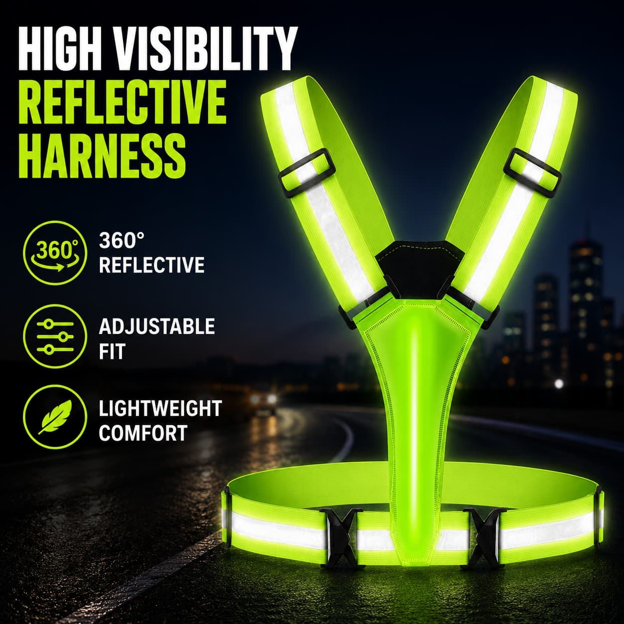 Custom USB Rechargeable LED Reflective Safety Vest Multi Lighting Modes For Night Running - Image 4