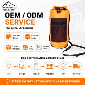 Customizable Swim Buoy Dry Bag with Mesh Pocket Waterproof Open Water Tow Float