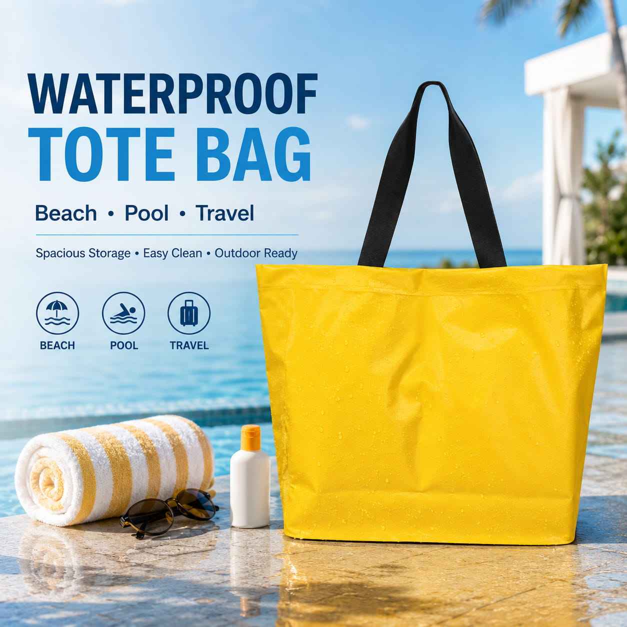 Custom waterproof tote bag for beach swimming water sports, factory OEM wholesale