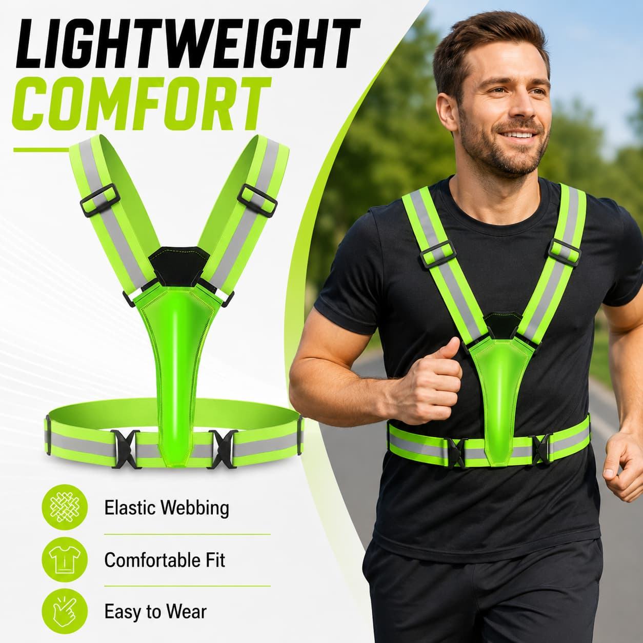 Custom USB Rechargeable LED Reflective Safety Vest Multi Lighting Modes For Night Running - Image 2