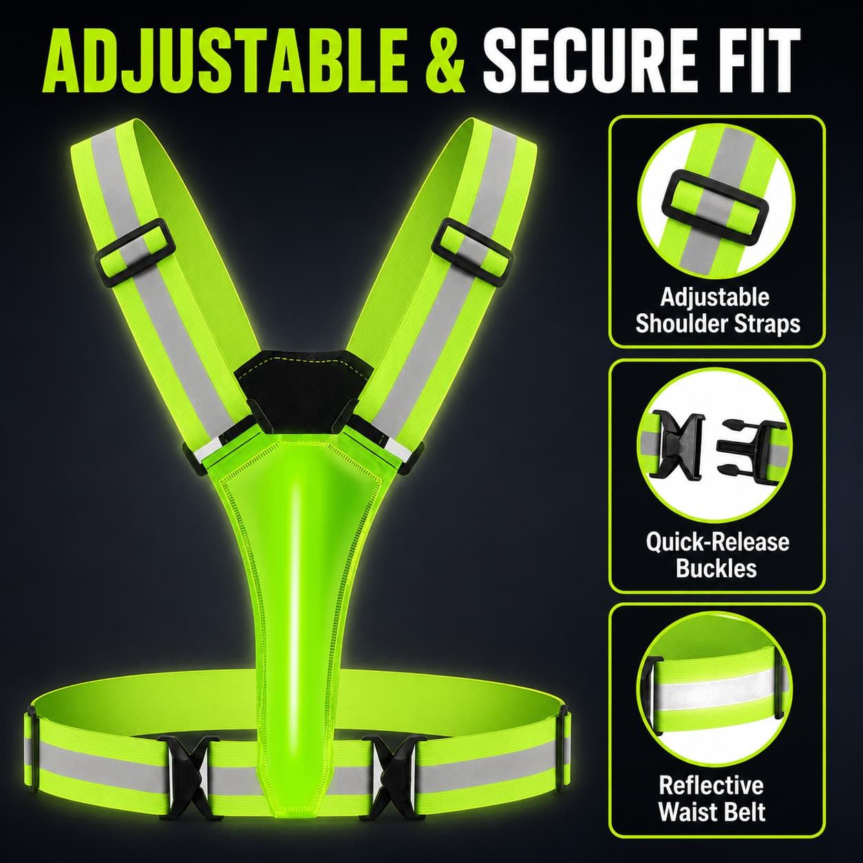 Custom USB Rechargeable LED Reflective Safety Vest Multi Lighting Modes For Night Running - Image 5