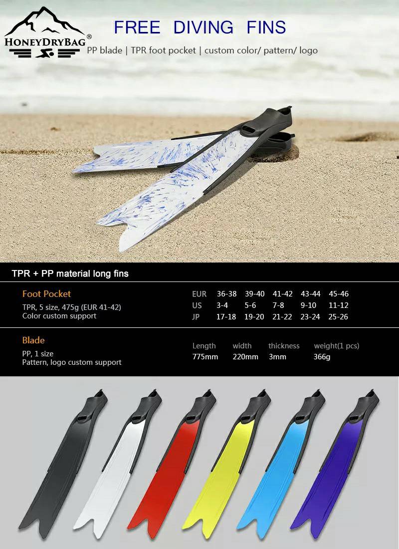 Polypropylene Blade Freediving Long Fins HoneyDryBag