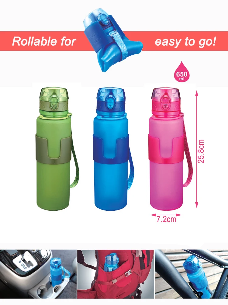 Outdoor Sports Portable Twist Lid Silicone Water Bottle Custom Collapsible Silicone Water Bottle BPA Free Soft Water Bottle - Image 4