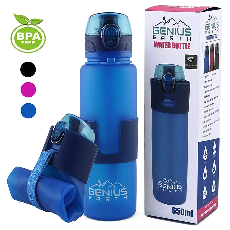 Outdoor Sports Portable Twist Lid Silicone Water Bottle Custom Collapsible Silicone Water Bottle BPA Free Soft Water Bottle - Image 5