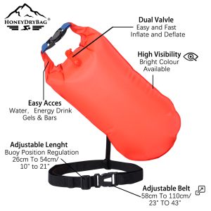 Open Water Swimming Safety Buoy: Featuring a waterproof storage compartment, providing dual assurance for worry-free swimming