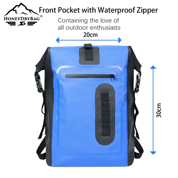 Front pocket with waterproof zipper