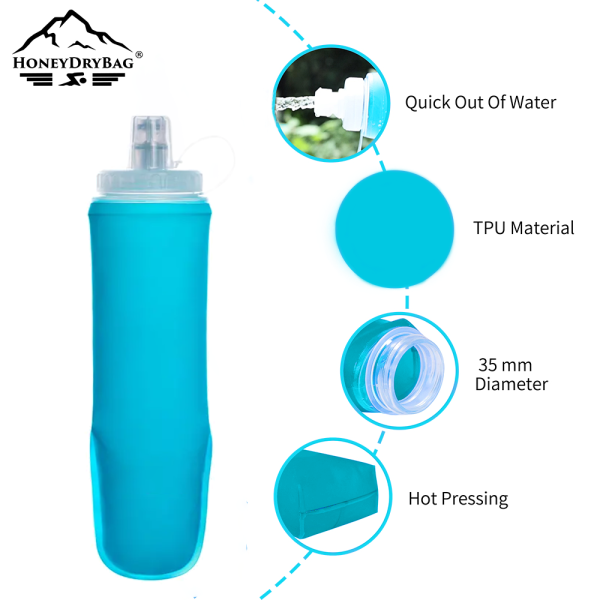 Custom Race TPU Water Bottle Collapsible 250ml 500ml Cycling Soft Flask Eco-friendly Reusable Soft Flask Running Hydration Flask - Image 5